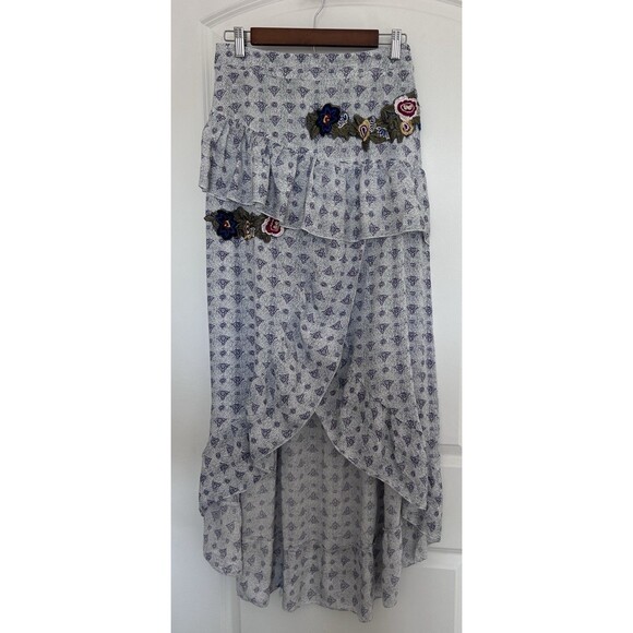 Jaase XL Boho Maxi Skirt Tiered Ruffle Wrap Floral Embroidered Festival Flowy - Picture 3 of 11
